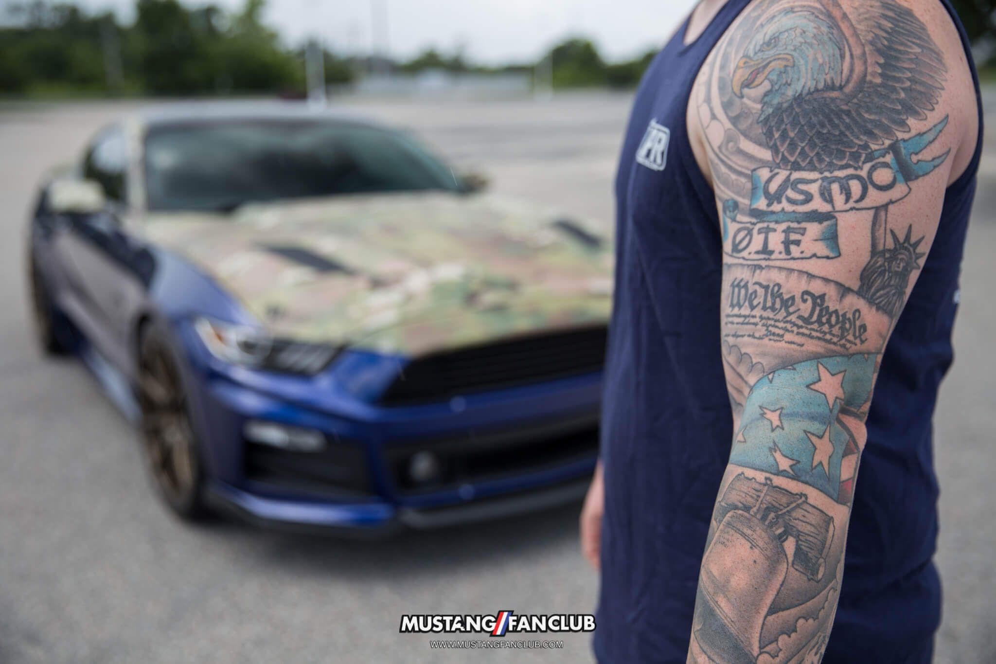 deep impact blue s550 mustang fan club roush performance front fascia camo wrap upr products steve gelles mustang week 2016 16'