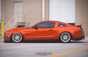 mustang fan club mustangfanclub @mustangfanclub 2011 11 mustang coyote 5.0L 5.0 wrapped bagged air suspension air lift performance rotiform wheels dillon shand RSE s197 3m 1080 fiery orange