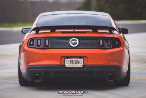 mustang fan club mustangfanclub @mustangfanclub 2011 11 mustang coyote 5.0L 5.0 wrapped bagged air suspension air lift performance rotiform wheels dillon shand RSE roush performance exhaust rear valence s197 3m 1080 fiery orange
