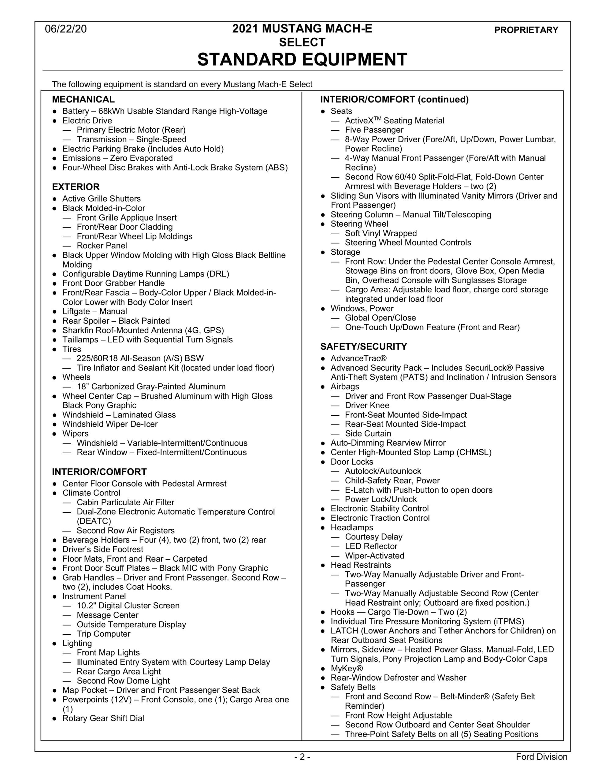 Page 2 2021 Mach E Order Guide