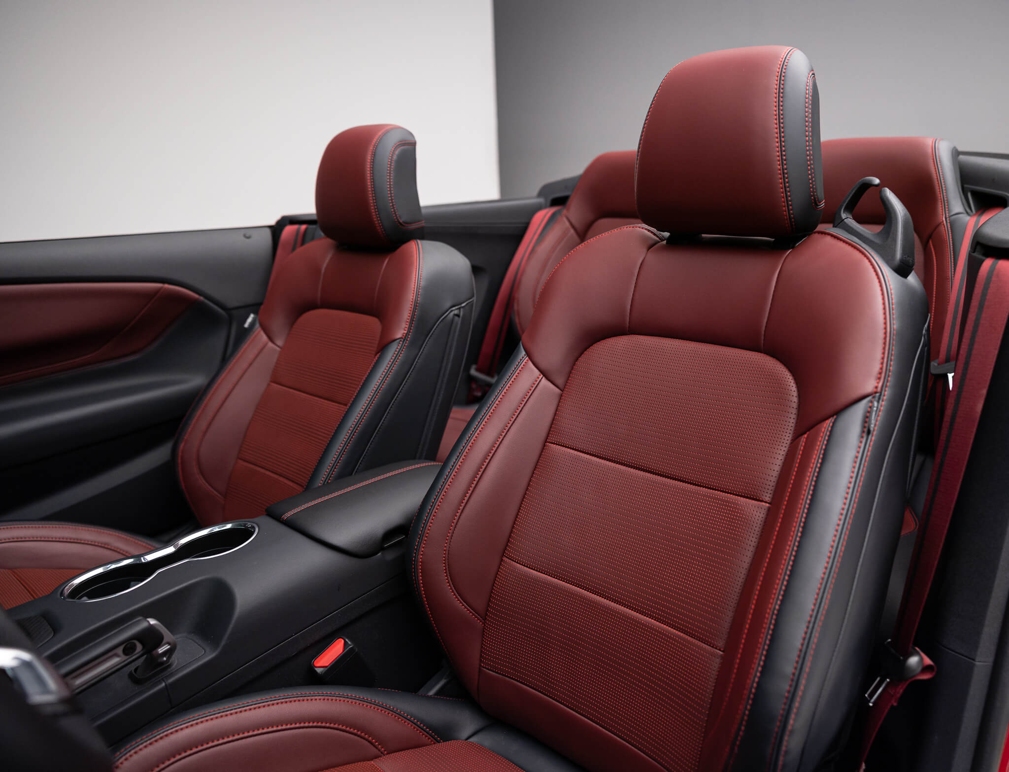 carmine red Mustang interior